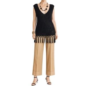 Anne Klein Fringe Crochet Sweater Vest | Boho Festival | Women’s S/M